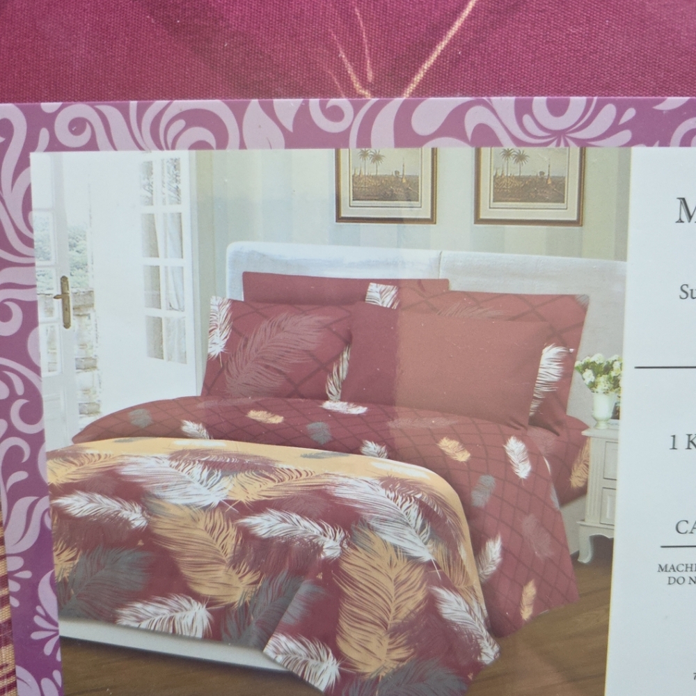 Mrs BELLA HOME KING SIZE SHEET 6 UNITS SET 1800 THREAD COUNT FLORAL DESIGNS